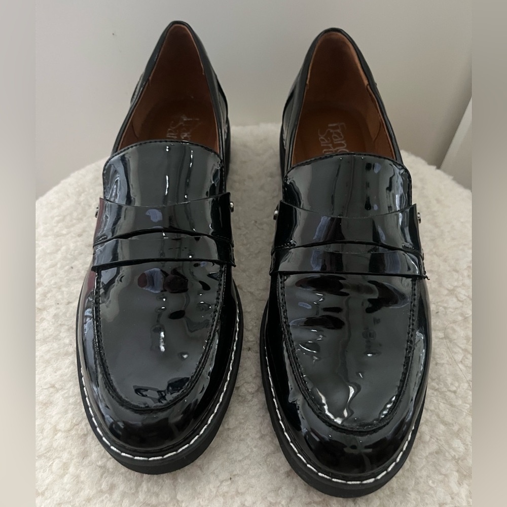 Franco sarto patent black loafers